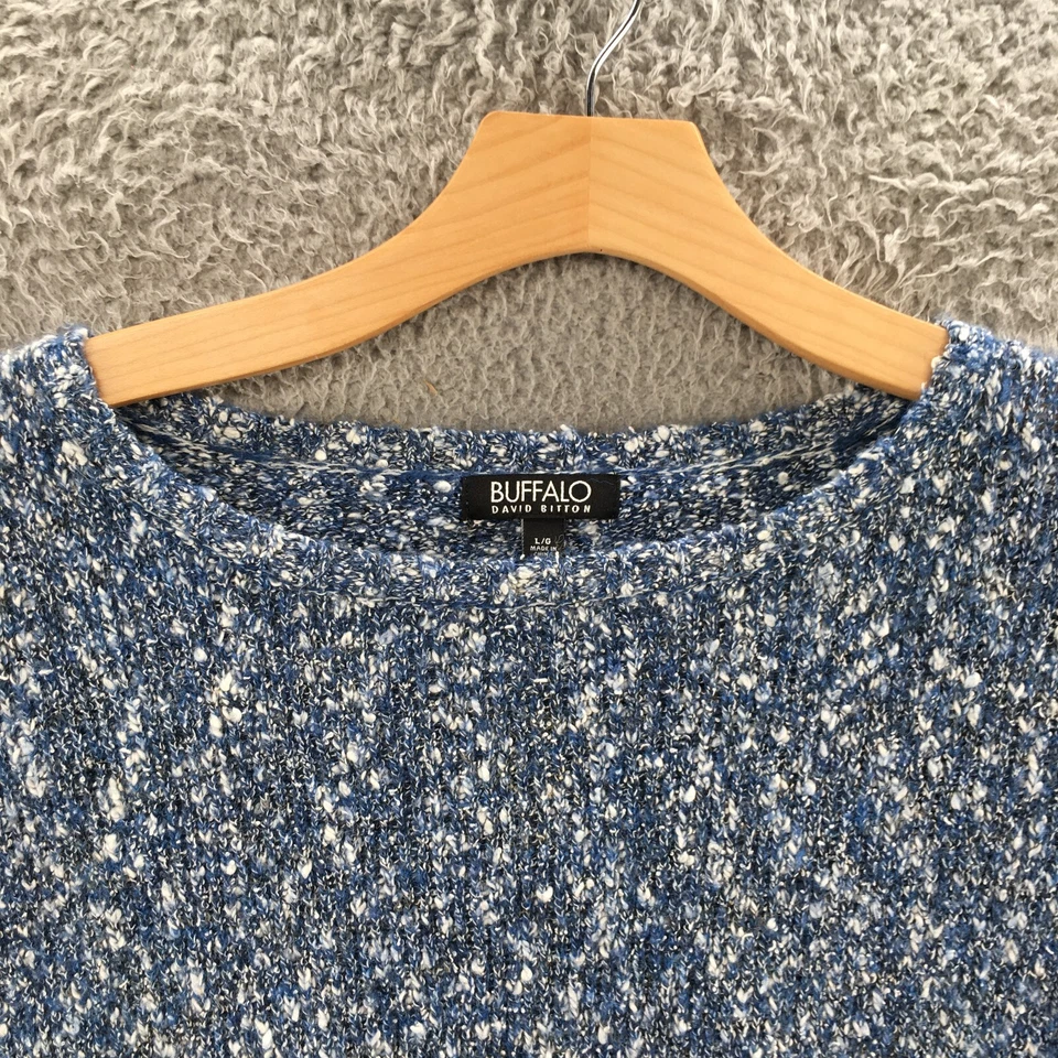 Suéter Pullover Buffalo Mujer L Azul Mezcla Algodón Manga Larga Informal Tejido Foto 4 de 4