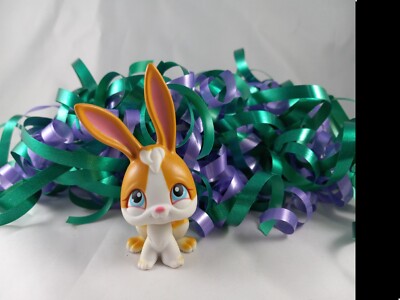 Littlest Pet Shop Orange and White Long Ear Bunny Rabbit #75 Blue Eyes ...