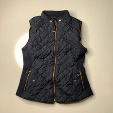 Women’s Love Tree Small Sleeveless Vest Navy Blue/Black Full Zip