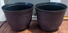 Lot of 2: Cronus 12.5" X 9.6" 13 Qt. Hot Coal High-Density Resin Outdoor Planter