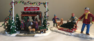 LEMAX Village Collection Table Accent Ed's Christmas Tree Lot #73646 BOX + EXTRA