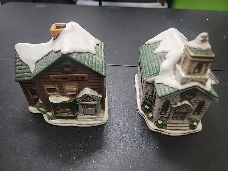 Vintage Christmas Village Church Building And Toymaker Building
