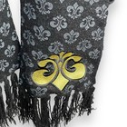 Fleur De Lis Rectangle Scarf Unisex Gray Fringe Embroidered Casual Winter Frayed — photo 5