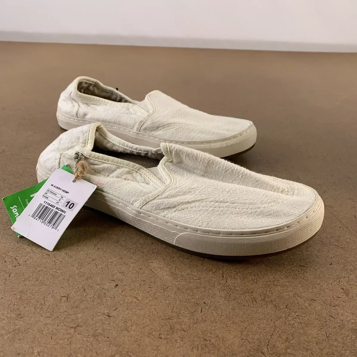 Sanuk Women's Shoe Size 10 Washed White Avery Hemp Slip On 1116485 NWT