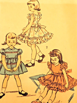1940s Girls Advance #6288 Ruffles/Full Dress/Pinafore Sz 4 B23 Complete