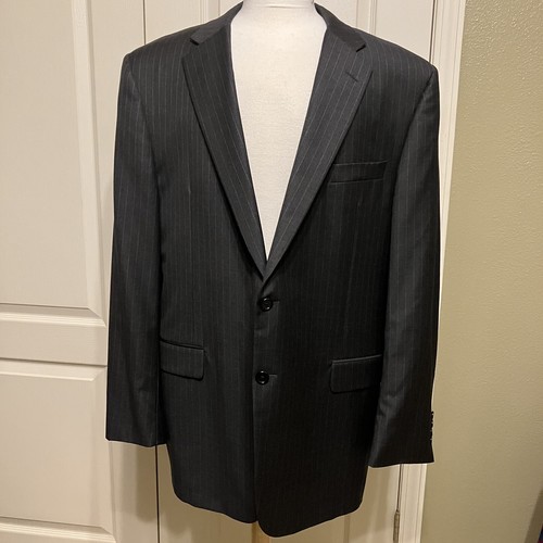 HICKEY FREEMAN Wool Suit Jacket BLAZER Loro Piana BLACK Striped - Sz 48 L - Picture 3 of 16