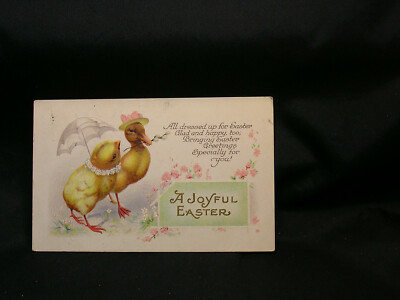 Vtg Easter Postcard -A Joyful Easter - Posted 1906