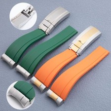 22 mm Curved End Link Soft Rubber Strap Band Fits Tudor Black Bay 41mm