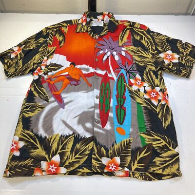 THUMBS UP FOR HIM HAWAII ALOHA TROPICAL HAWAIIAN BAHAMA SURFER RAYON SHIRT Sz XL
