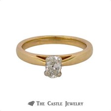 Oval Cut .48ct Diamond Solitaire Engagement Ring in 14k Yellow Gold