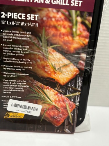 2-Piece Porcelain Heavy-Duty Broiler and Grill Pan Set for Oven Cooking New - Picture 4 of 7