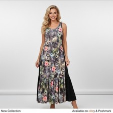 Daniela Corte Peacock & Rose Print Ruffle-Hem Dress - Size 40 - Small