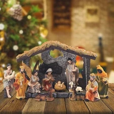12Pcs Christmas Nativity Set Village Nativity Scene Decorations Holiday Displays