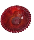Vtg Imperial Carnival Glass Red Amberina Grape Fruit Bowl Ruffled Edge 10”x5”