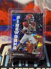 2025 Panini Prizm Black Keelon Russell Fireworks Blue Cracked Ice #’d 006/125