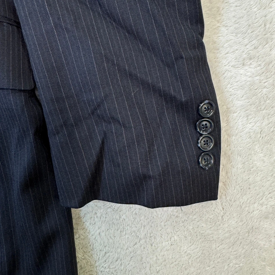 Jos A Bank Hombres 42R Azul Marino Rayas Lana Traje Chaqueta Pantalón 35x29 Informal Preppy Usado en Excelente Condición Foto 3 de 4