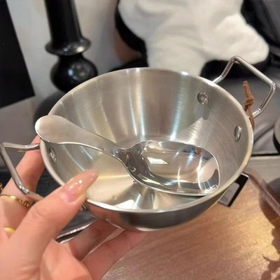 Edelstahl Schüssel und Löffel vielseitige Reisschüssel für Obst Joghurt Saucen