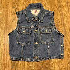 Vintage Levi s Denim Jean Vest Women s Size Medium Trucker 90s Levis Blue Vtg