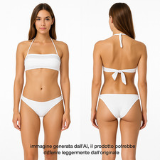 Golden Point Bikini Bianco Donna Mare Piscina Fascia Bandeau Slip Taglia Xs 1