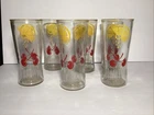 @ VTG 1960's Anchor Hocking Dripping Lemon Wedge Cherries Tea Glasses Set of 6