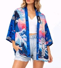 Nice Inc Kimono Cardigan Japanese Wave Oversized L Boho Streetwear NWT