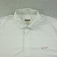 Greg Norman Polo Shirt Mens Large Gray White Stripe PlayDry Golf Performance