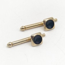 Mens Gold Tone Onyx Swank Mid Century Design Cufflink Set Men's Jewelry