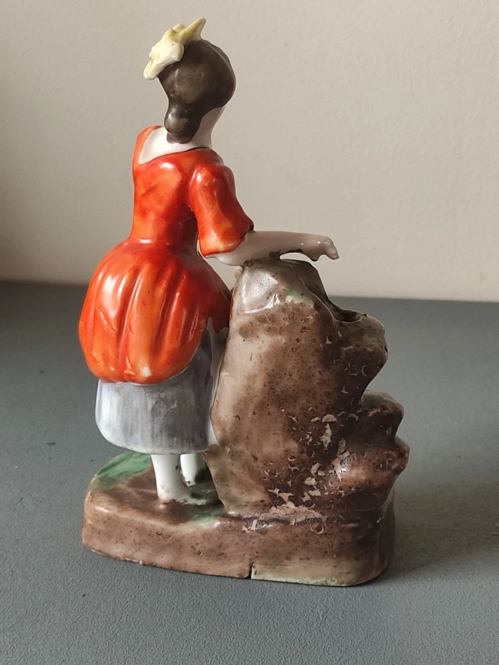 ENCRIER porcelaine de Paris Vase personnage costume fontaine XIXème SOLIFLORE - Photo 3/4