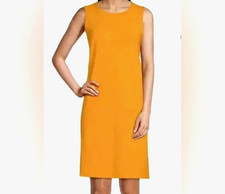 NEW $168 Eileen Fisher Organic Cotton Mango Knee Length Crew Neck Dress XXS