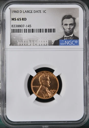 1960 D Large Date Lincoln Memorial Cent 1C NGC MS65 RD Portrait Label