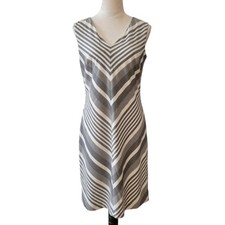Calvin Klein Gray Striped Sleeveless Dress Size 8