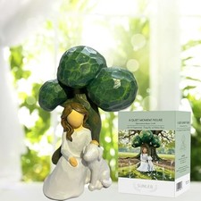 Dog Memorial Sympathy Gift for Loss of Dog, Big Woman and Dog Sculpture 8.66",