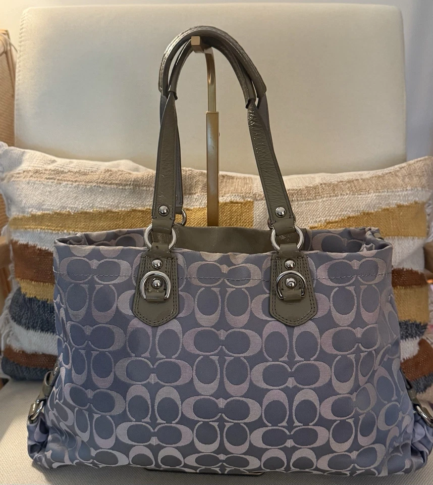 Coach Ashley Signature Sateen Large Satchel Bag Gray Khaki F18450 - Image 2 of 4