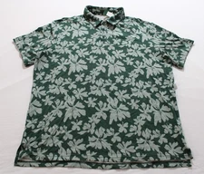 01.Algo Men's Short Sleeve Printed Micro Pique Golf Polo AC2 Green Large NWT 