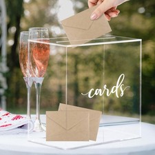 Elegant Large Blank Clear Acrylic Wedding Card Box Slot Gift Reception Money