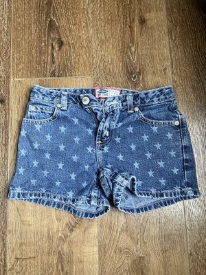 Y2K Old Navy Girls Star Printed Blue Denim Shorts Size 6 Good Condition