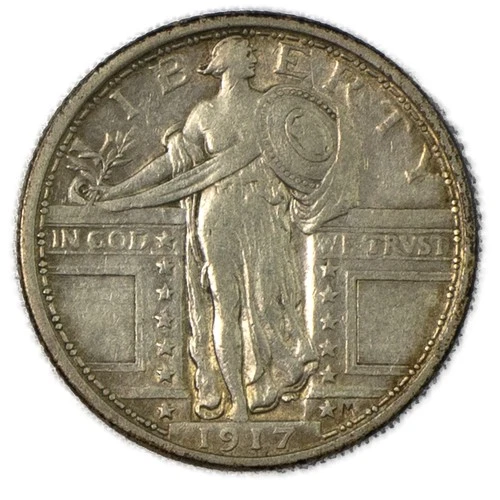 1917 P Type 1 Standing Liberty Quarter SLQ 25c VF/XF+ Philadelphia