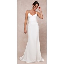 Lulus NWOT White Sleeveless Mermaid Maxi Dress Button Back Wedding Bridal M