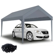 10x20ft Carport Replacement Canopy Cover, Waterproof & UV Protected Tarp 