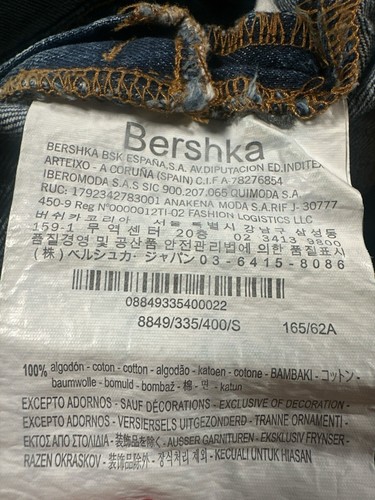 Bershka BSK Girl Denim Shortalls Shorts Overalls Size S Distressed 100% Cotton - Picture 8 of 8