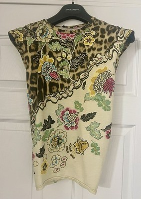 Roberto Cavalli  Rare & Beautiful  Chinoserie Floral Sparkle Top Size S
