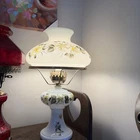 Vintage Hurricane GWTW Lamp Milk-Glass Hand Painted Floral 18.5"