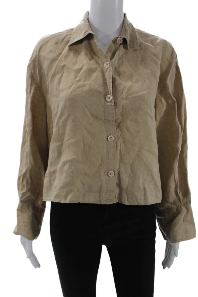 Zara Womens Beige 100% Linen Collared Button-Up Long Sleeve Shirt Size S
Opens in a new window or ta