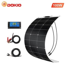 DOKIO Flexible Solar Panel 100W 12V Complete Kit for Off Grid RV,Trailer,Boat