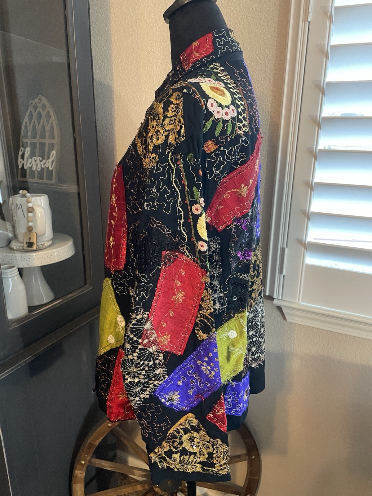 Vintage Chico’s Design Jacket Patchwork Embroider… - image 3