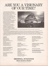 General Dynamics Space Systems Vintage Magazine Ad Mayan Observatory 1989