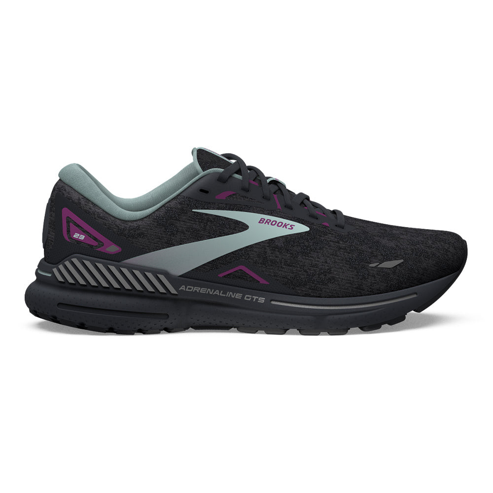 Женские кроссовки Brooks Adrenaline GTS 23, Черный / Светло-голубой / фиолетовый, ширина 13 дюймов, США