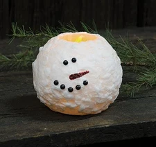 Snowman Snowball Head LED  Candle 5" Diameter Battery Powered - Christmas