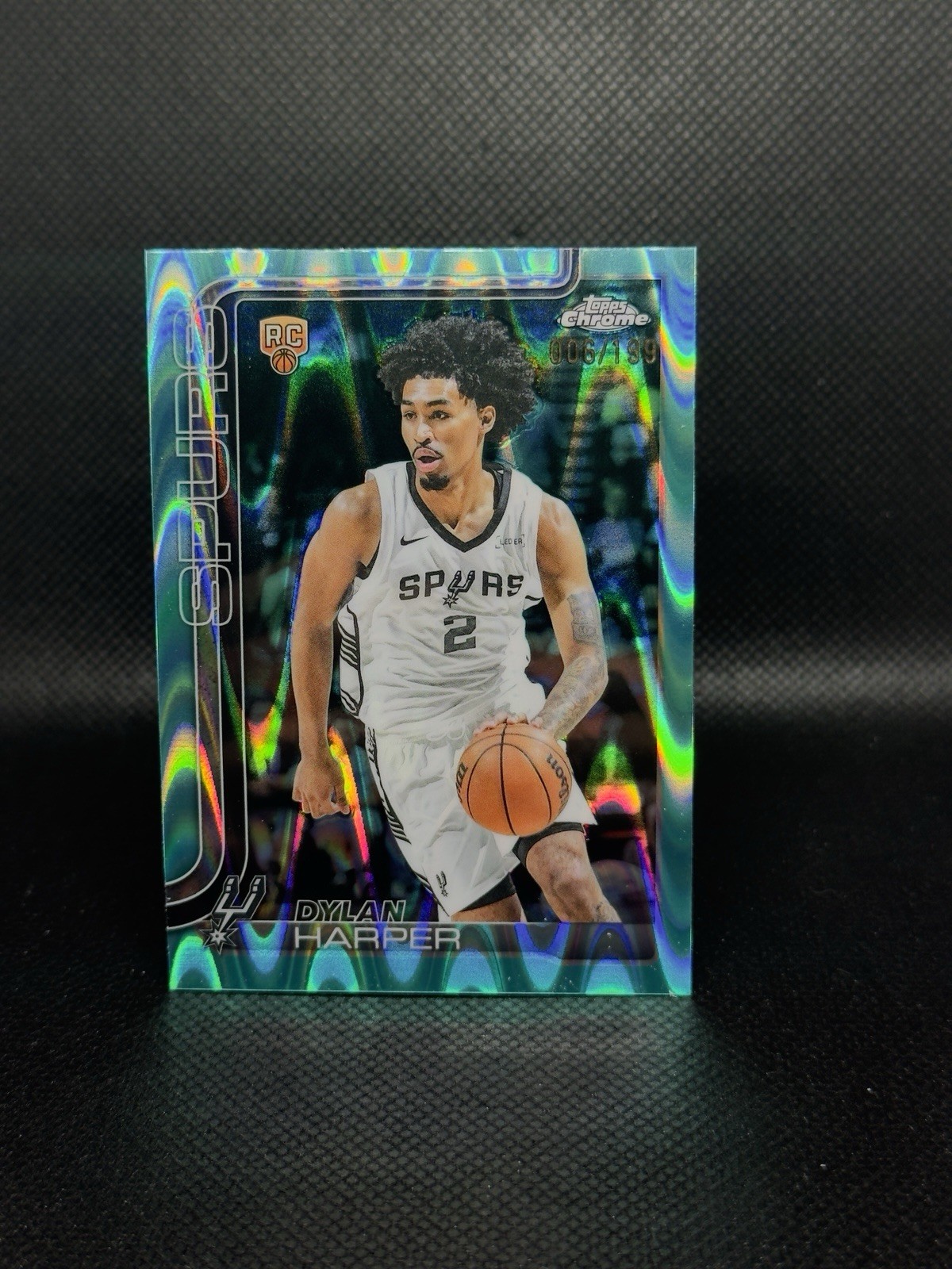 Dylan Harper 2025-26 Topps Chrome Rookie RC #252 Aqua Raywave Refractor /199