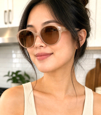 Coach HC8051F Claire Rose Pink Sunglasses Brown Gradient w/ Case